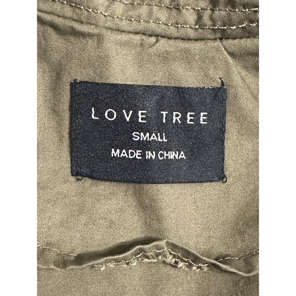 Womens Utility Jacket Love Tree Olive Green LS Zips & Snaps Size Small - Picture 5 of 16